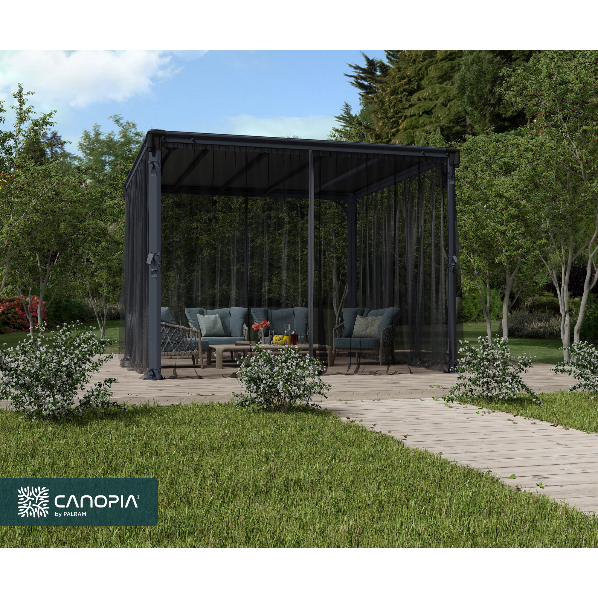 Insektenschutznetz dunkelgrau für Pavillon Palermo/Milano 3-4 m