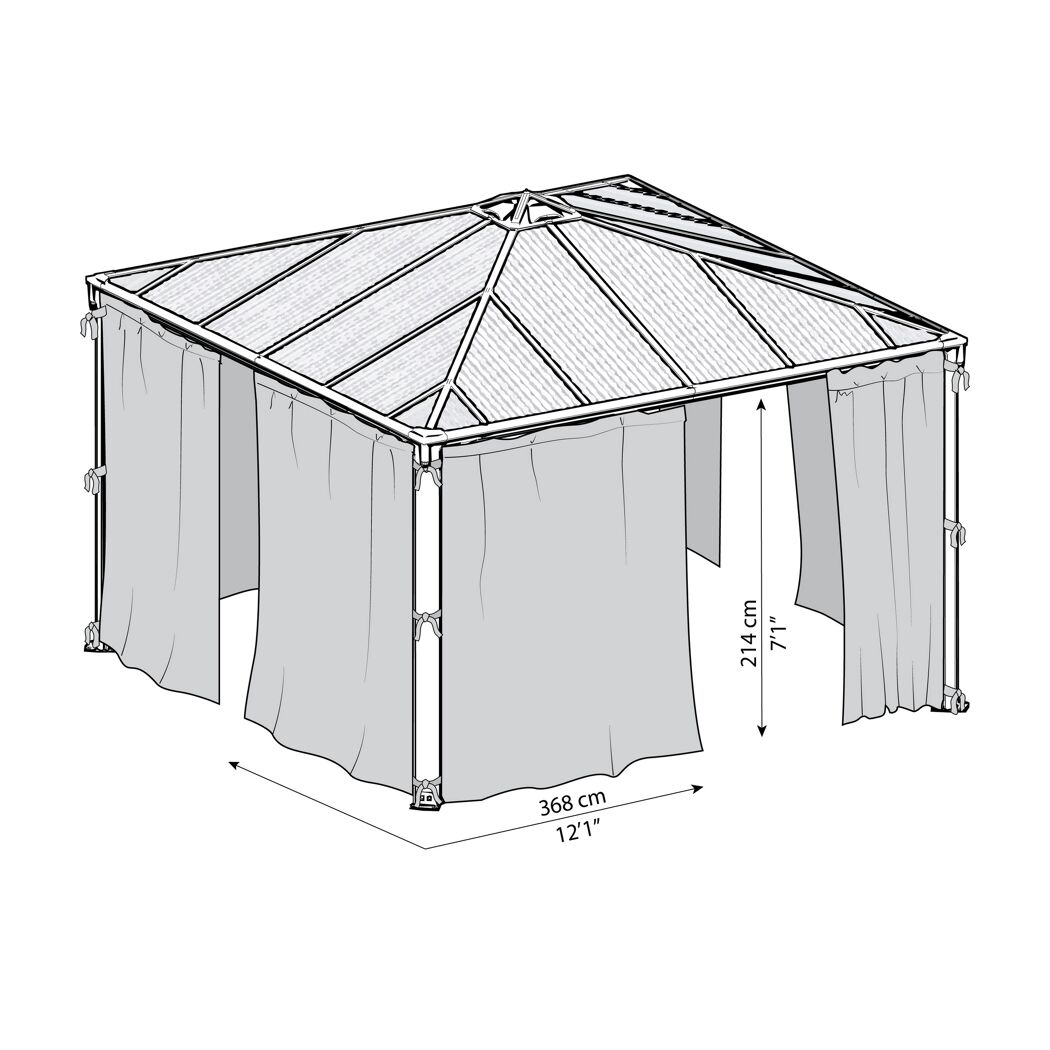 Insektenschutznetz dunkelgrau für Pavillon Palermo/Milano 3-4 m