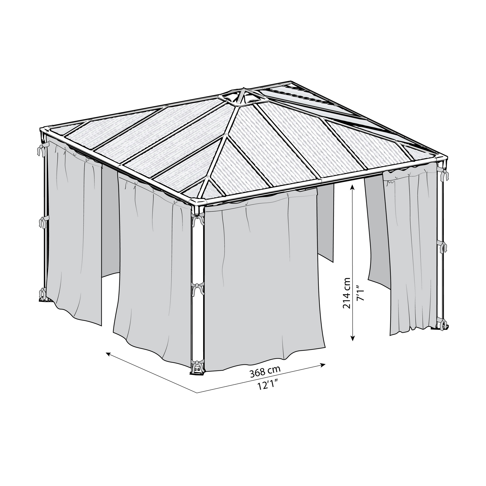 Vorhang-Set dunkelgrau für Pavillon Milano 3 x 4 m