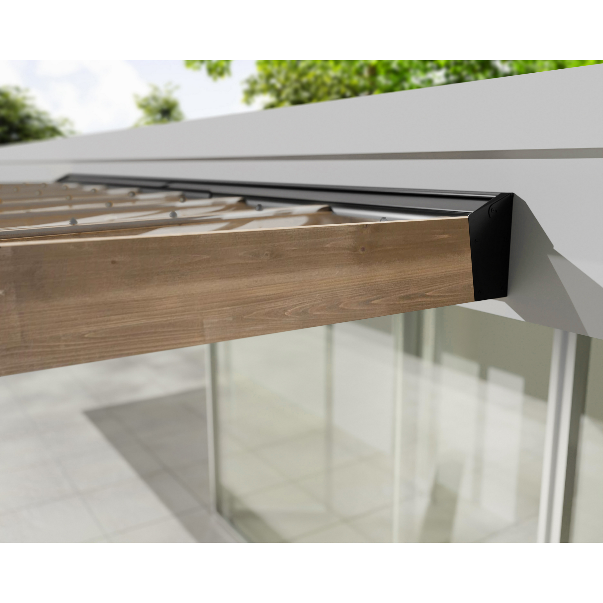 Terrassenüberdachung 'Helsinki' Zedernholz 860 x 300 cm Polycarbonat grau