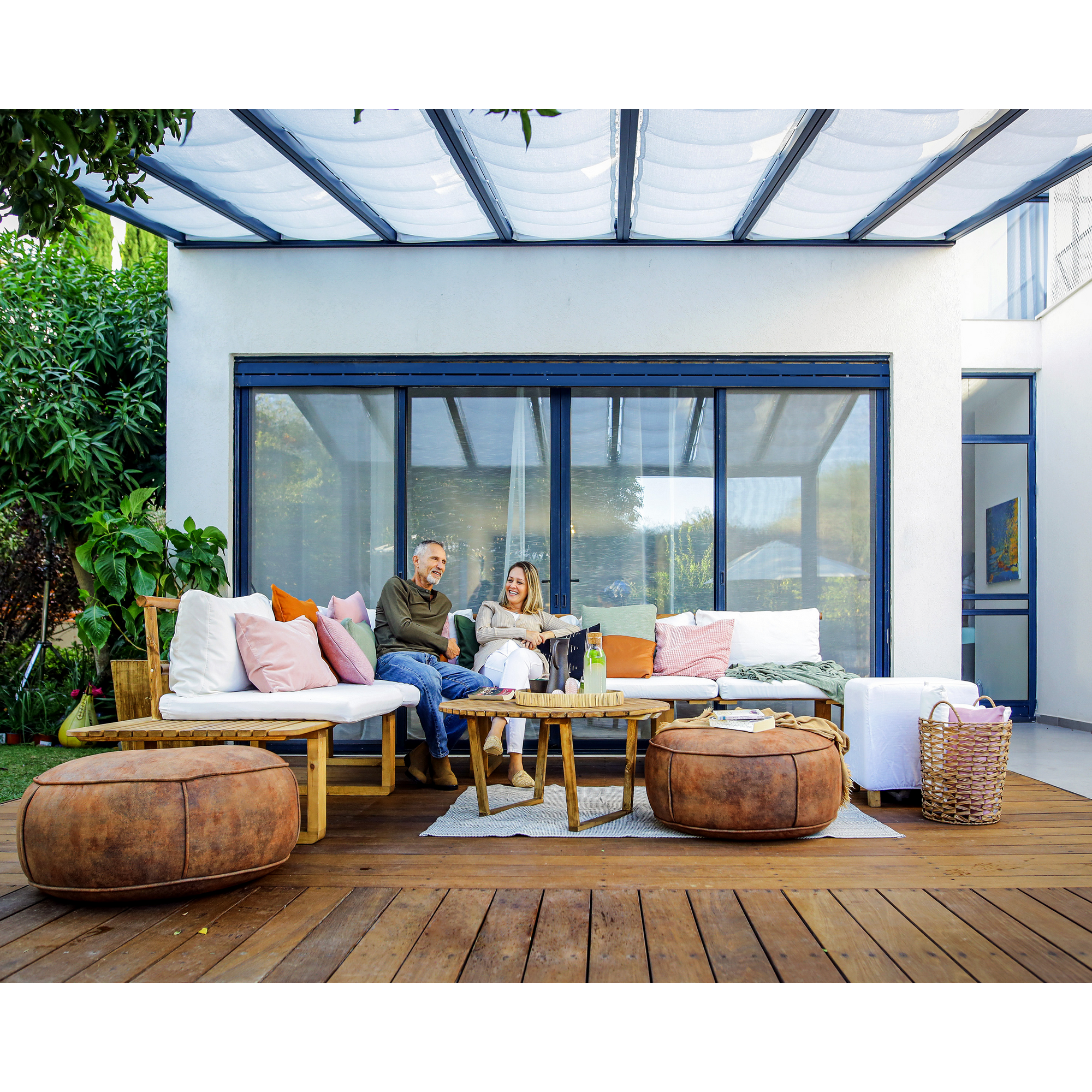 Sonnensegel weiß für Terrassenüberdachung Stockholm 3,4 x 6,6 m