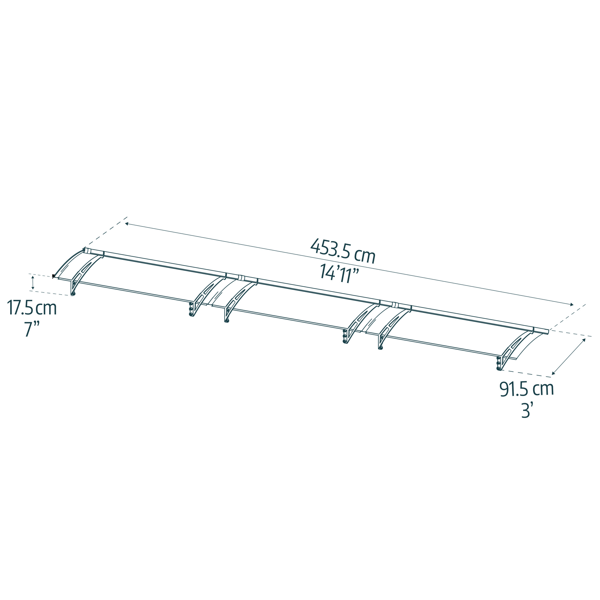 Vordach 'Aquila' anthrazit 91,5 x 453,5 cm Acrylglas grau