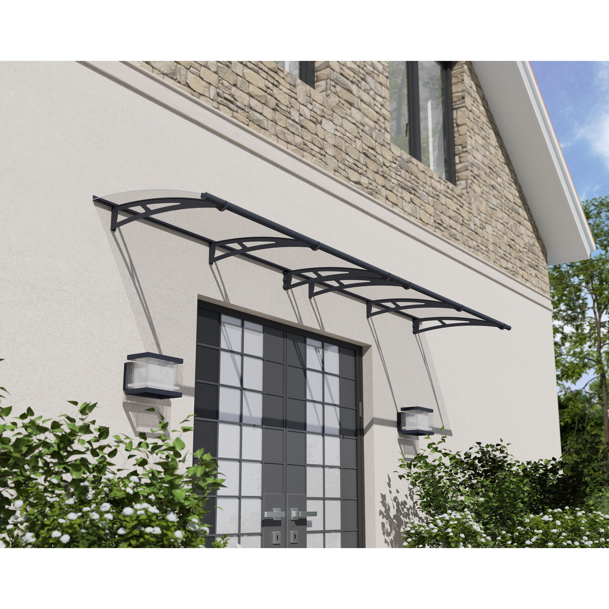 Vordach 'Aquila' anthrazit 91,5 x 412 cm Acrylglas klar