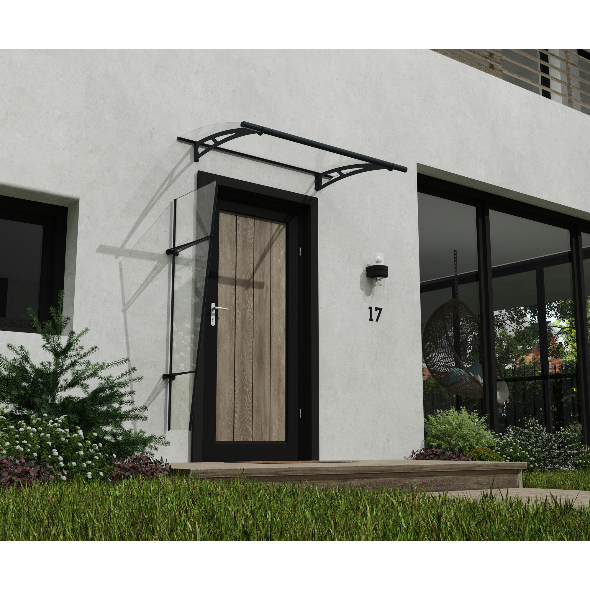 Vordach 'Aquila' anthrazit 91,5 x 150,5 cm Acrylglas klar