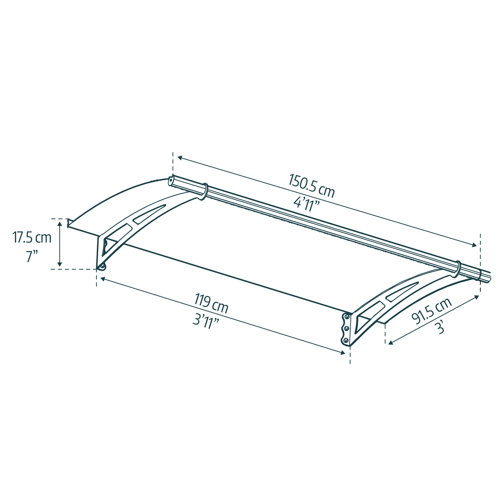 Vordach 'Aquila' anthrazit 91,5 x 150,5 cm Acrylglas klar