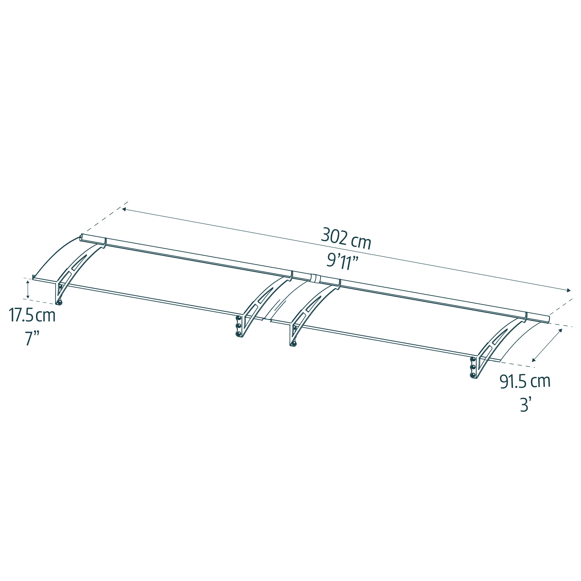 Vordach 'Aquila' anthrazit 91,5 x 302 cm Acrylglas klar