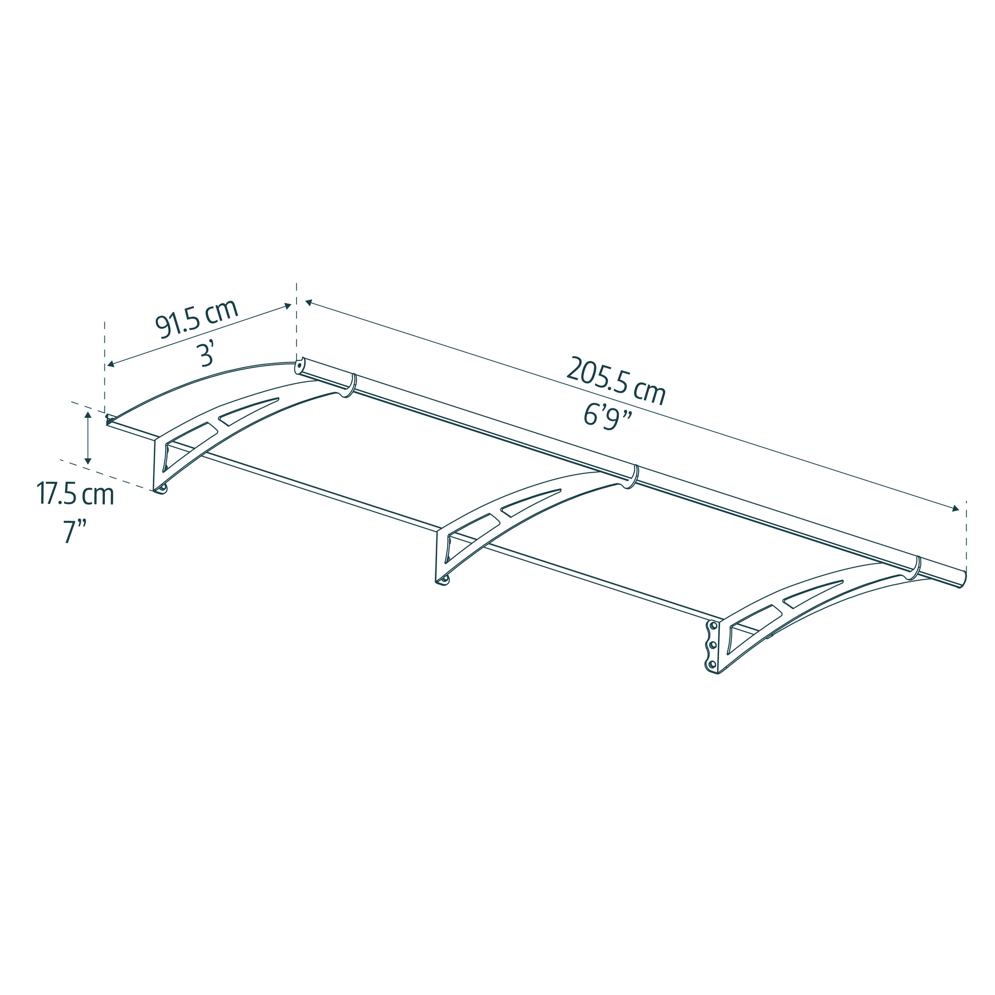 Vordach 'Aquila' anthrazit 91,5 x 205,5 cm Acrylglas grau