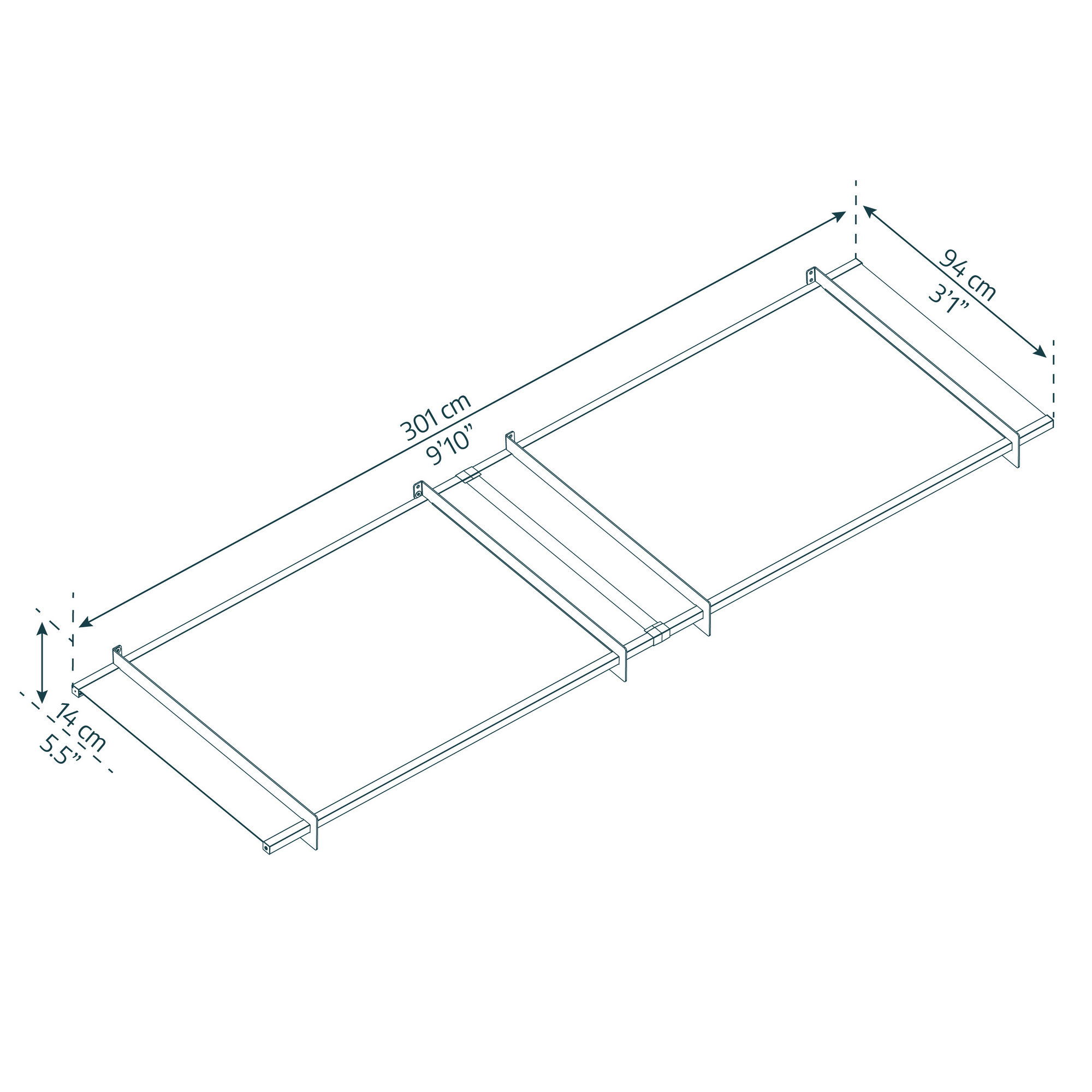 Vordach 'Nancy' anthrazit 94 x 301 cm Acrylglas klar