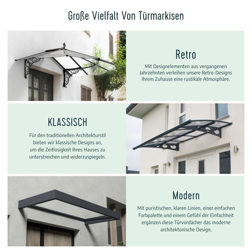 Vordach 'Venus' anthrazit 88 x 135,5 cm Polycarbonat klar
