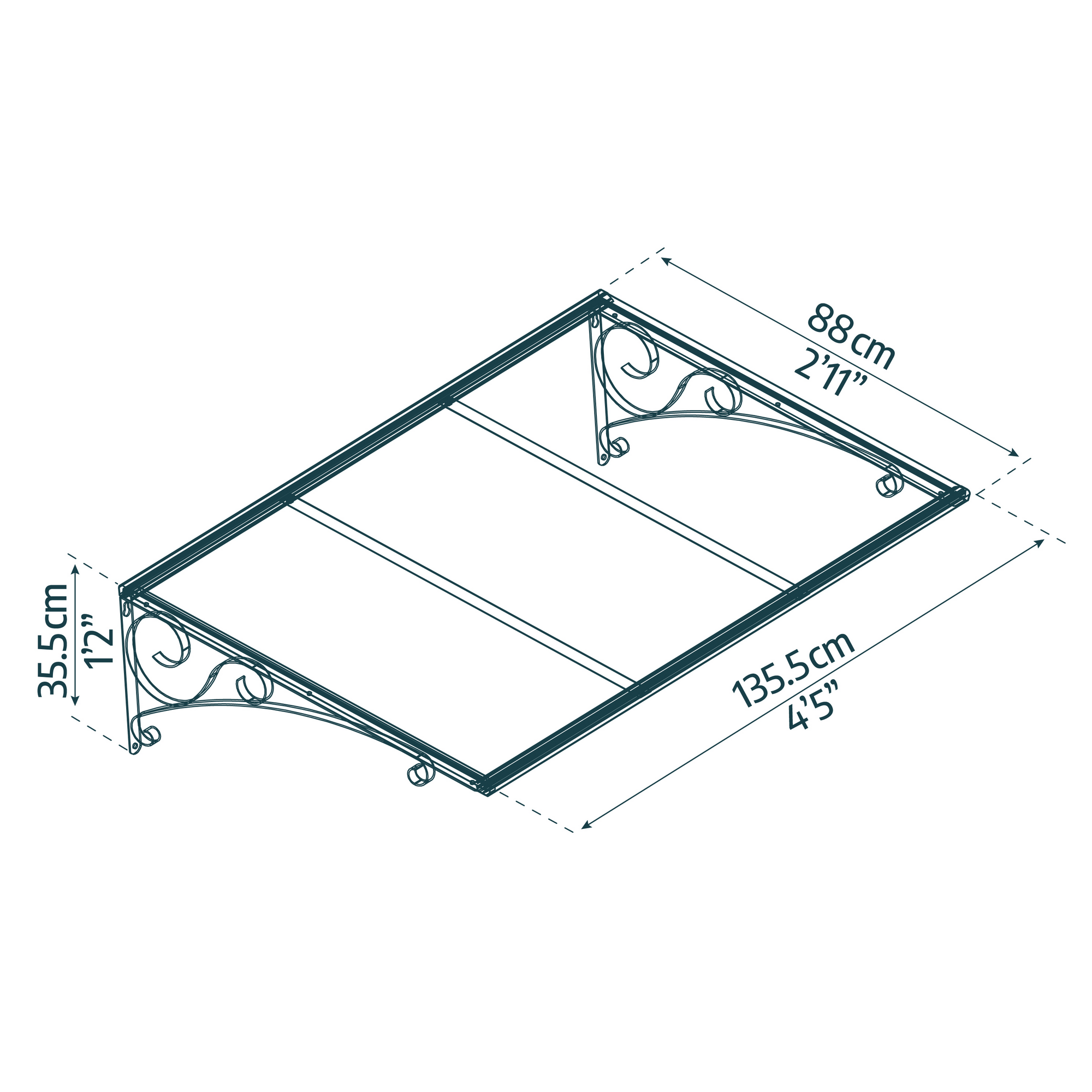 Vordach 'Venus' anthrazit 88 x 135,5 cm Polycarbonat klar