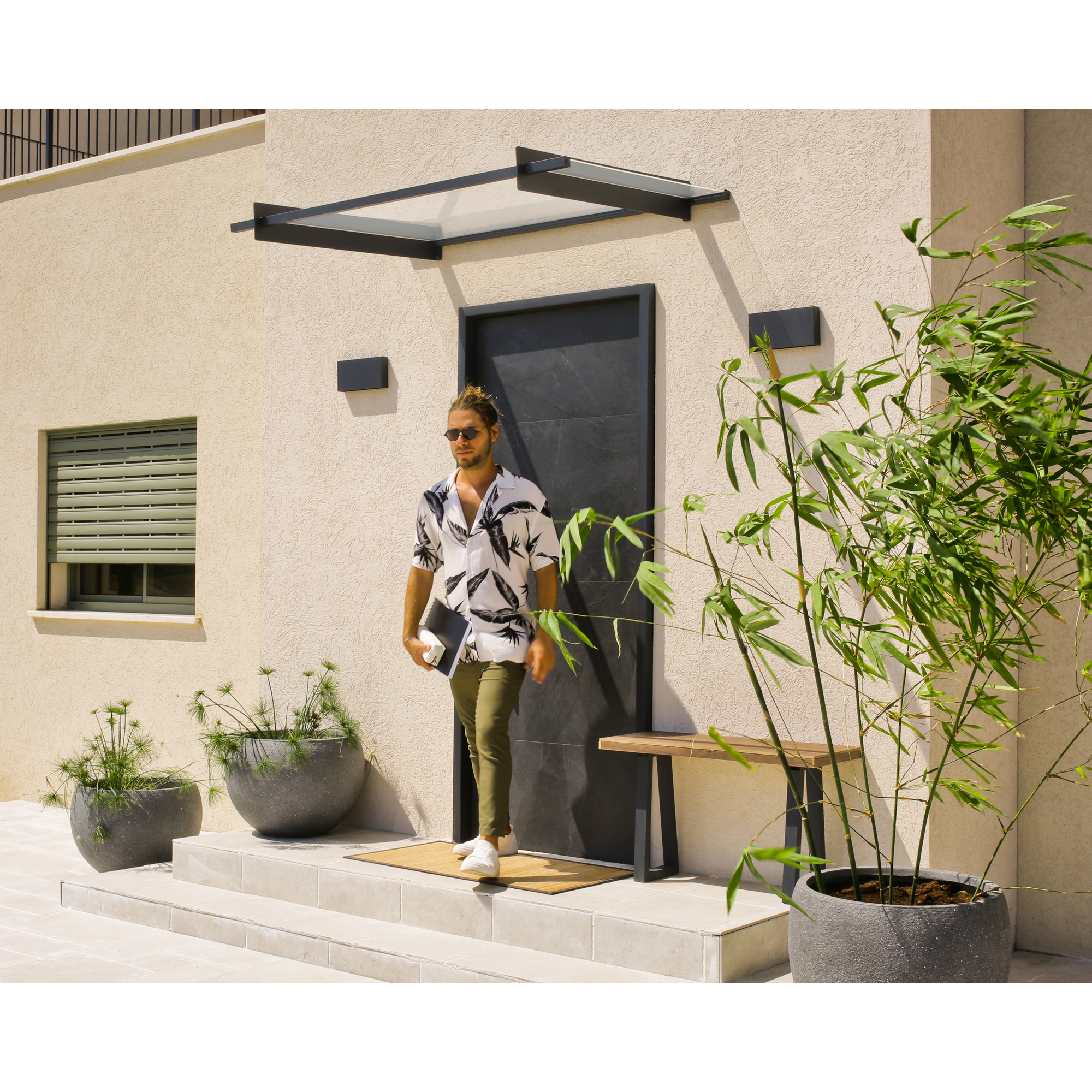 Vordach 'Nancy' anthrazit 94 x 150,5 cm Acrylglas klar