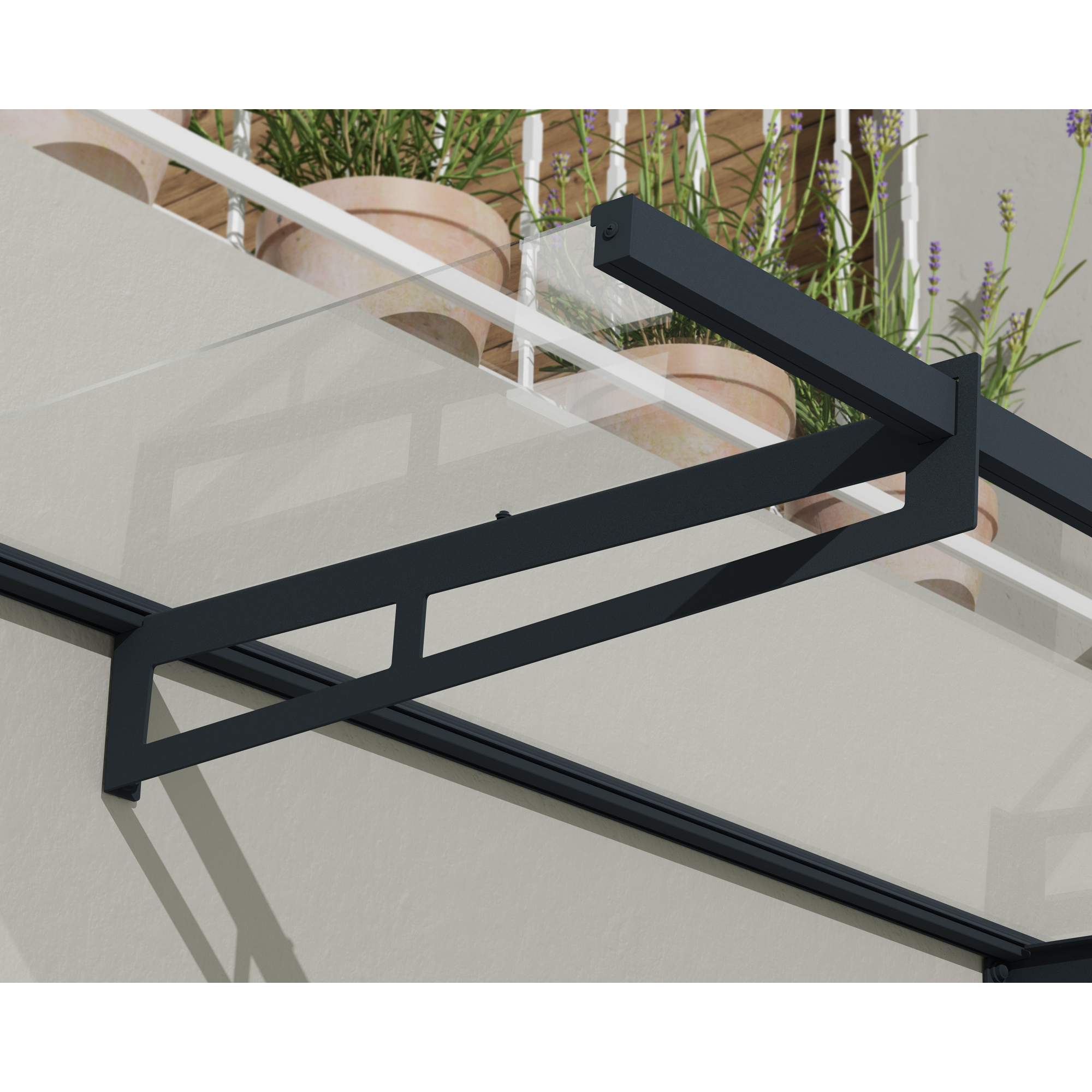 Vordach 'Bremen' anthrazit 93,5 x 150 cm Acrylglas klar