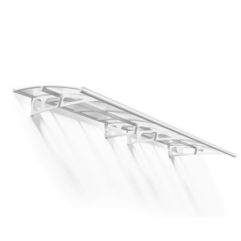 Vordach 'Bordeaux' weiß 139 x 447 cm Polycarbonat transparent