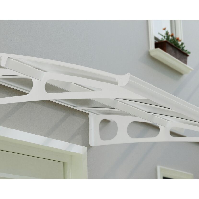 Vordach 'Bordeaux' weiß 139 x 447 cm Polycarbonat transparent