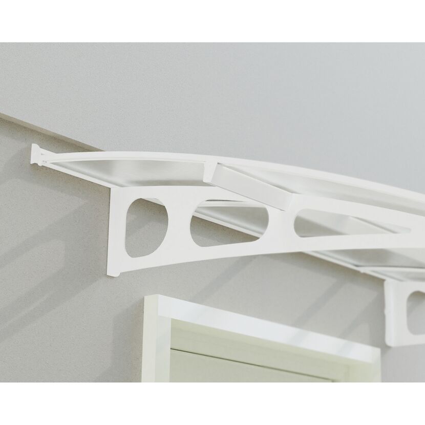 Vordach 'Bordeaux' weiß 139 x 447 cm Polycarbonat transparent