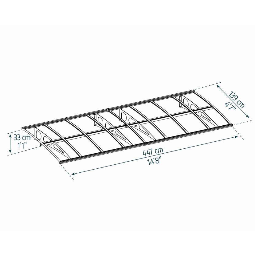 Vordach 'Bordeaux' weiß 139 x 447 cm Polycarbonat transparent