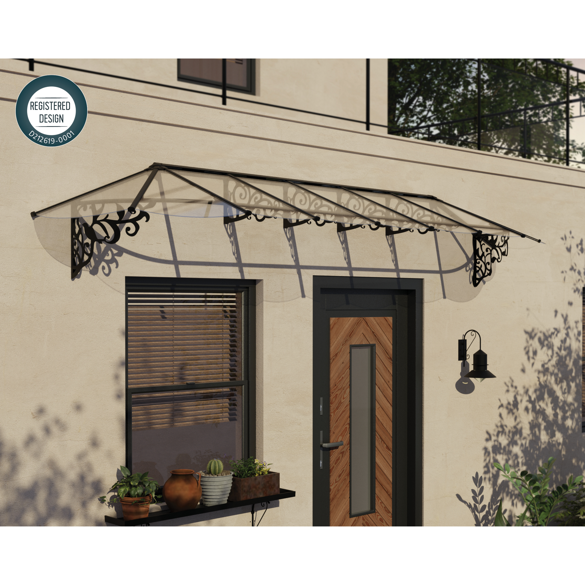 Vordach 'Lily' schwarz 88 x 421,4 cm Acrylglas klar