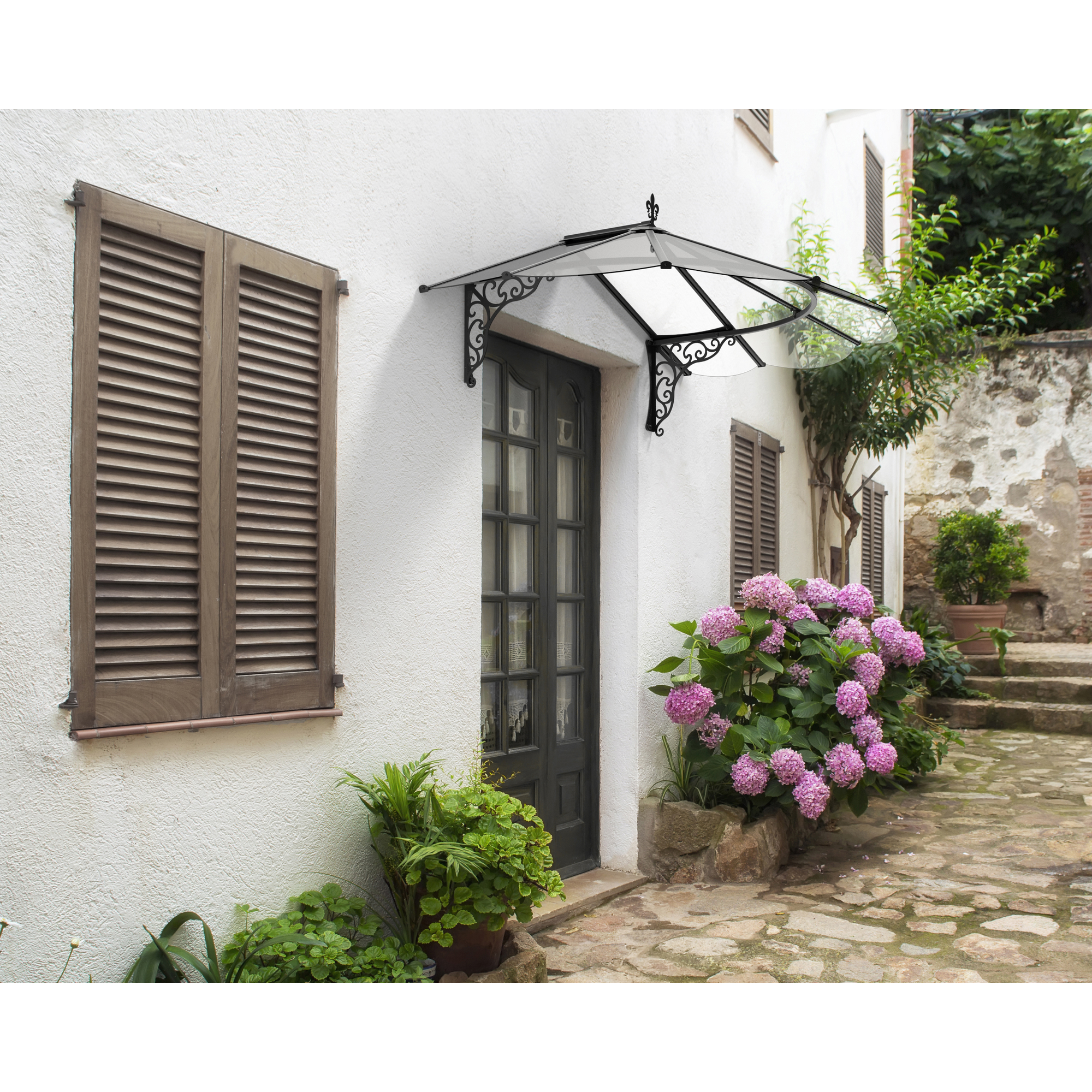 Vordach 'Iris' schwarz 125 x 174,9 cm Acrylglas klar