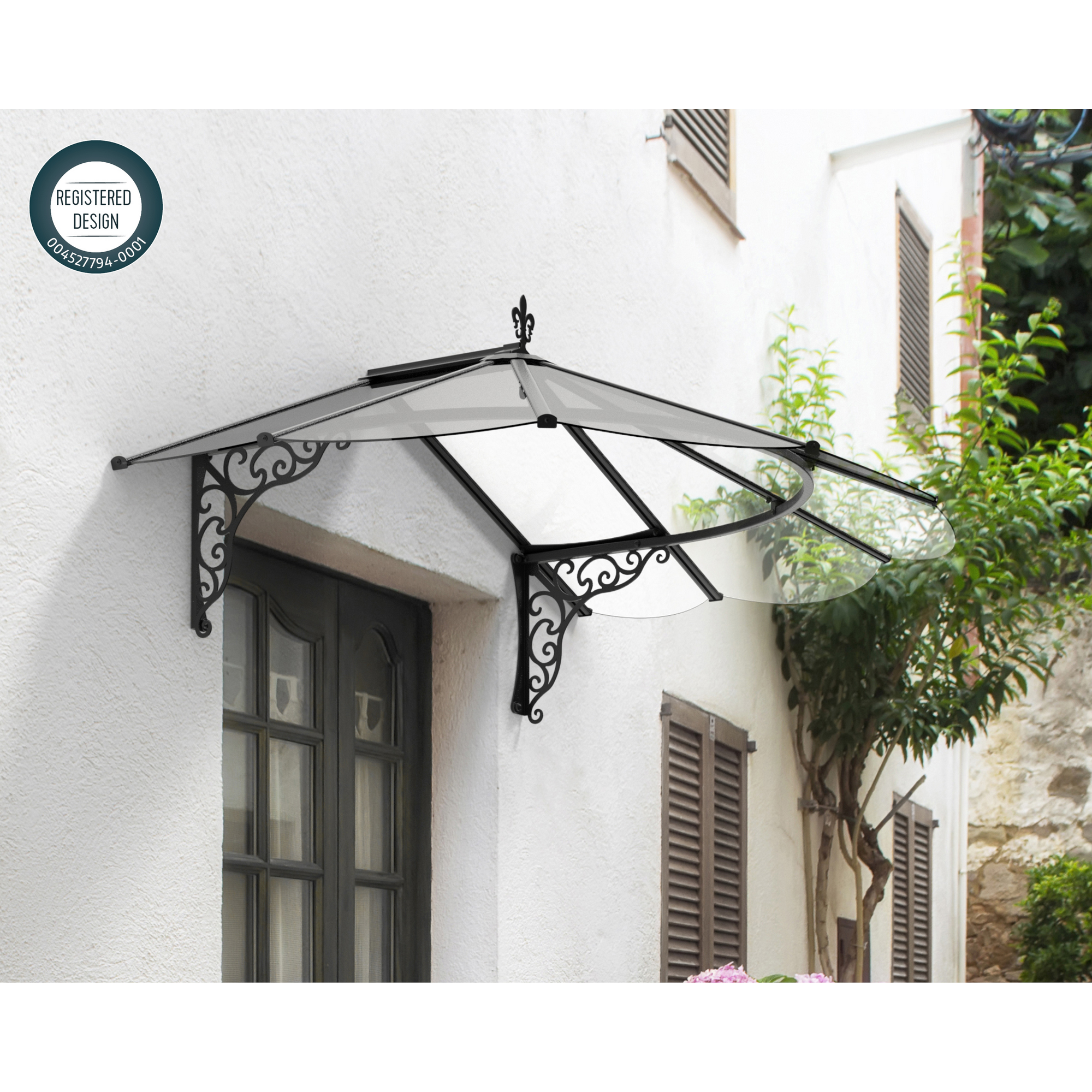 Vordach 'Iris' schwarz 125 x 174,9 cm Acrylglas klar