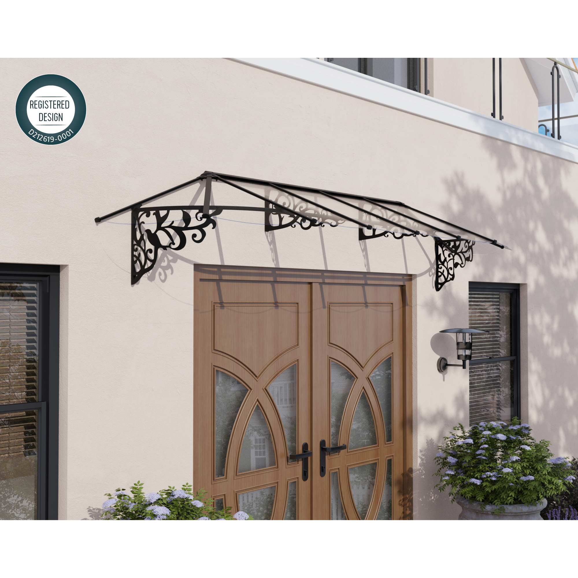 Vordach 'Lily' schwarz 88 x 370,2 cm Acrylglas klar