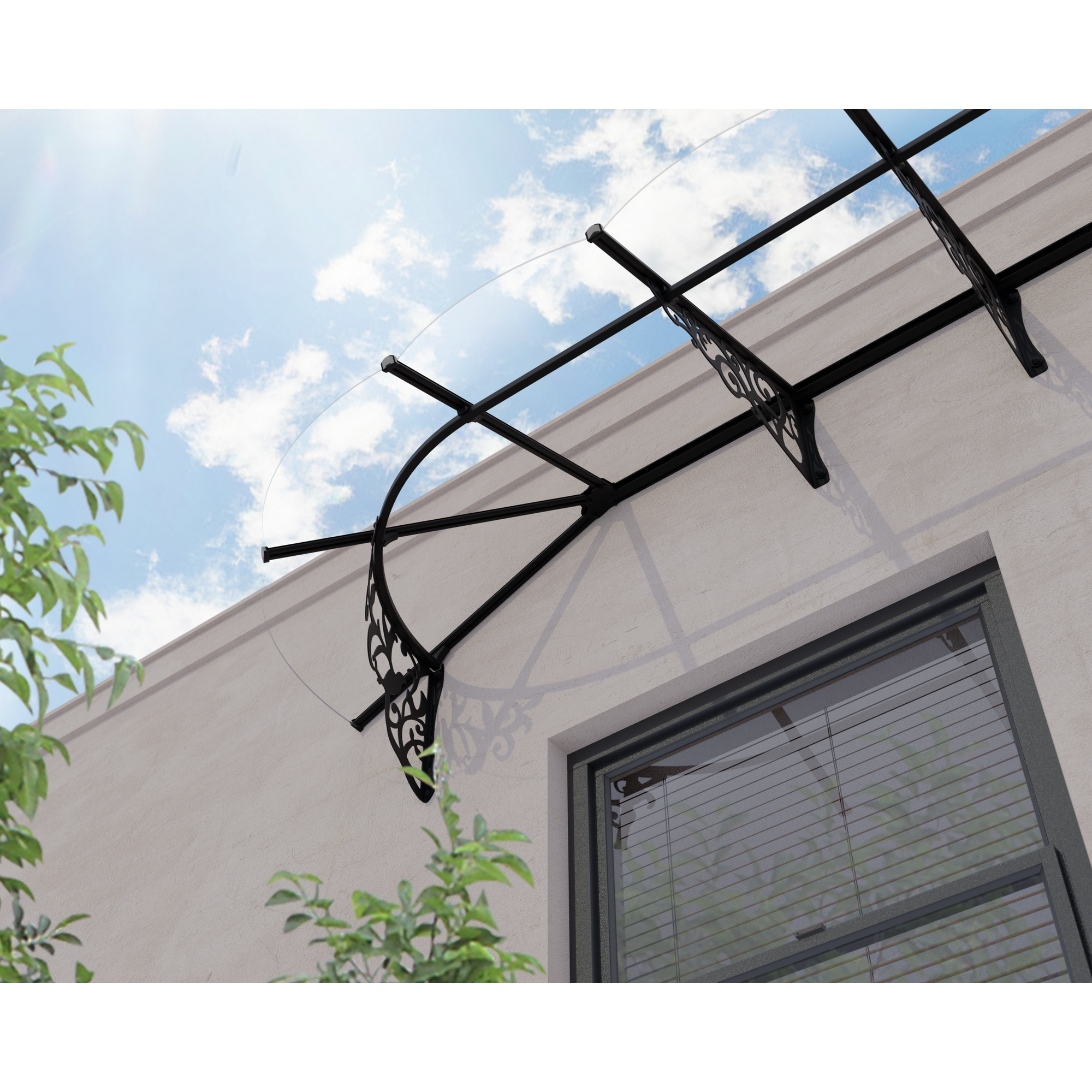 Vordach 'Lily' schwarz 88 x 472,6 cm Acrylglas klar