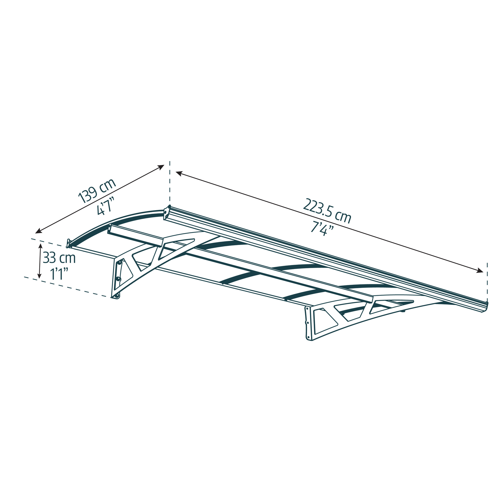 Vordach 'Amsterdam' dunkelgrau 139 x 223,5 cm Acrylglas klar