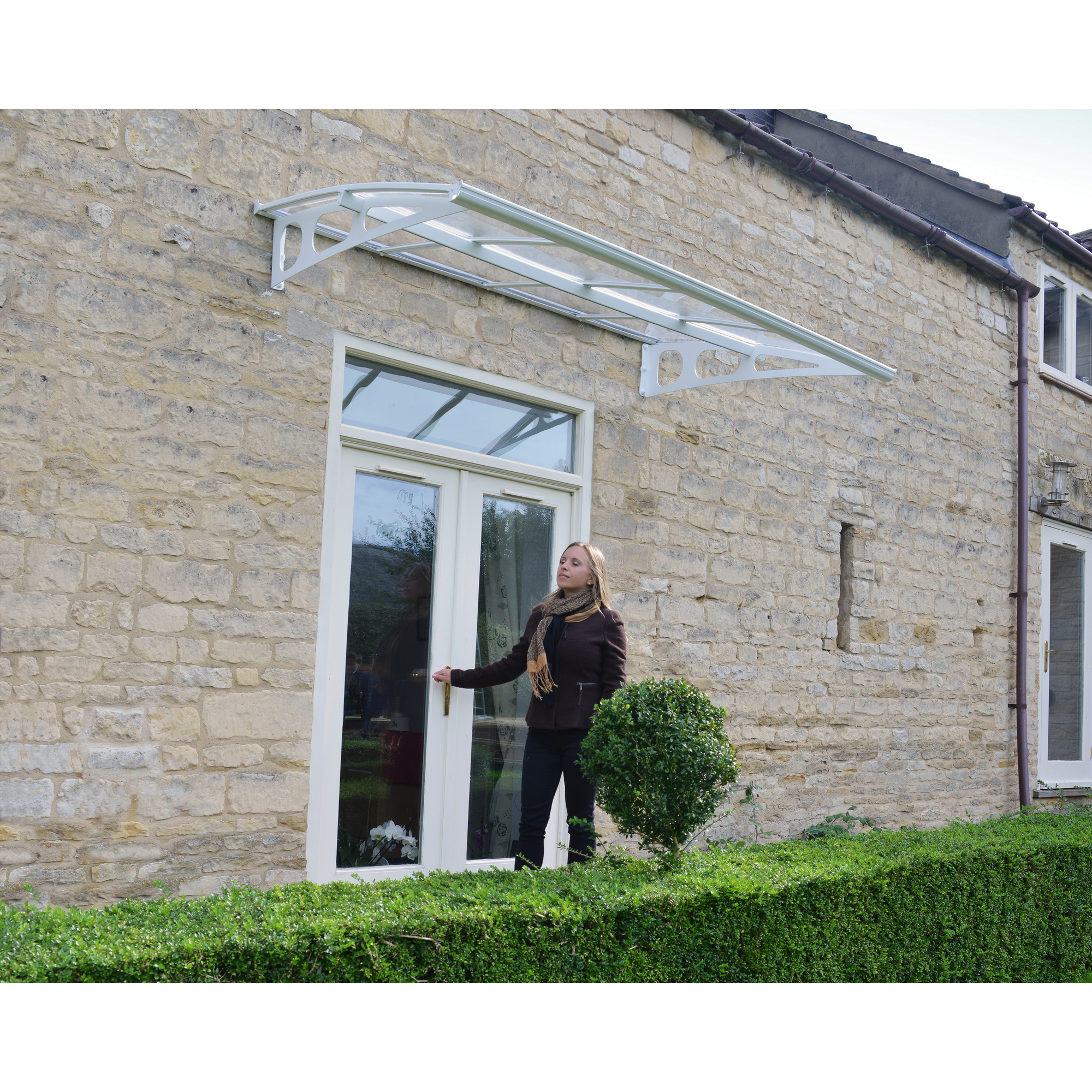 Vordach 'Bordeaux' weiß 139 x 223,5 cm Acrylglas klar