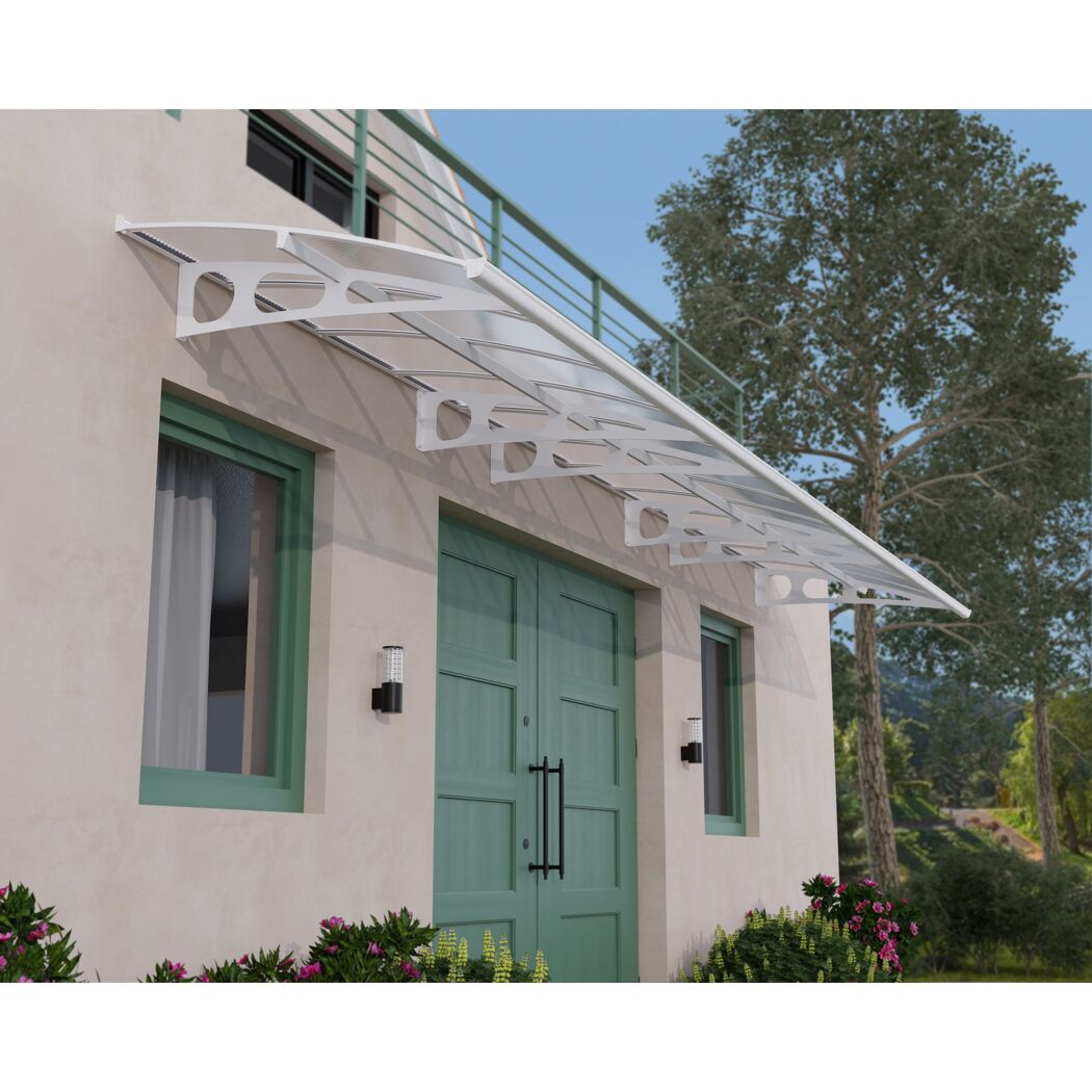 Vordach 'Bordeaux' weiß 139 x 670,5 cm Polycarbonat transparent