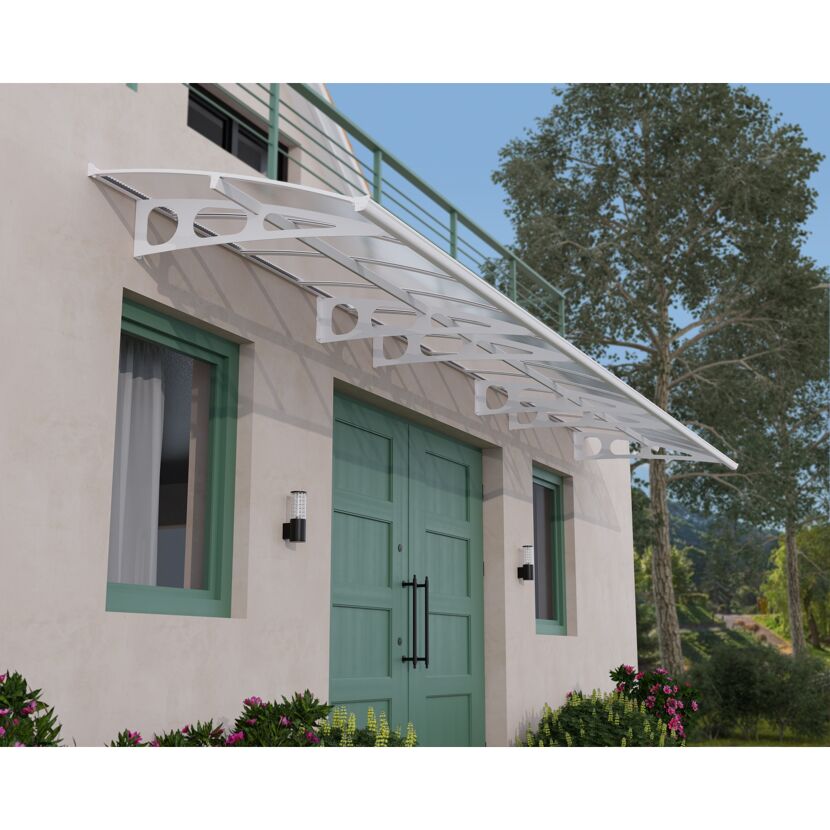 Vordach 'Bordeaux' weiß 139 x 670,5 cm Polycarbonat transparent