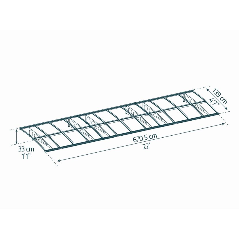 Vordach 'Bordeaux' weiß 139 x 670,5 cm Polycarbonat transparent