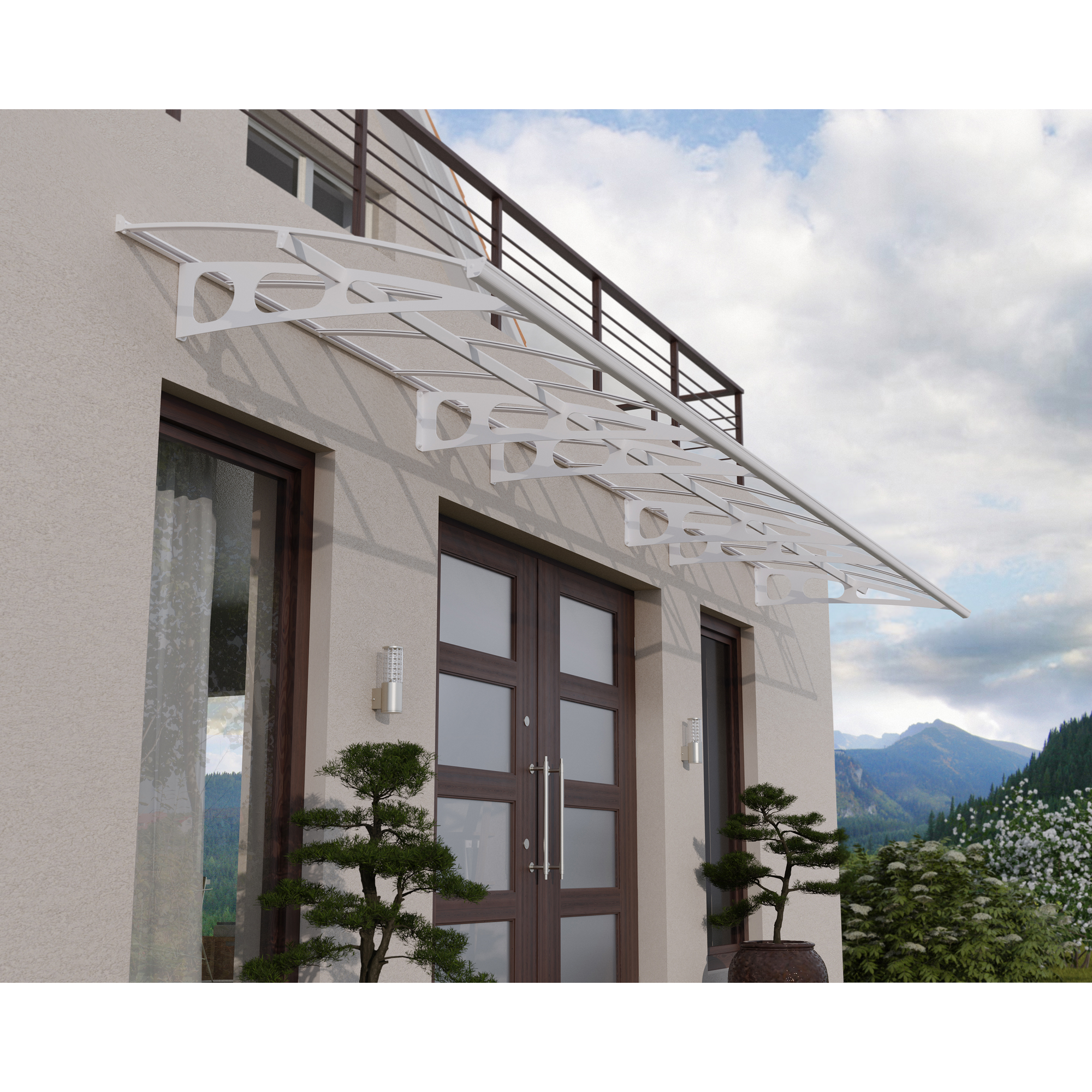 Vordach 'Bordeaux' weiß 139 x 670,5 cm Acrylglas klar