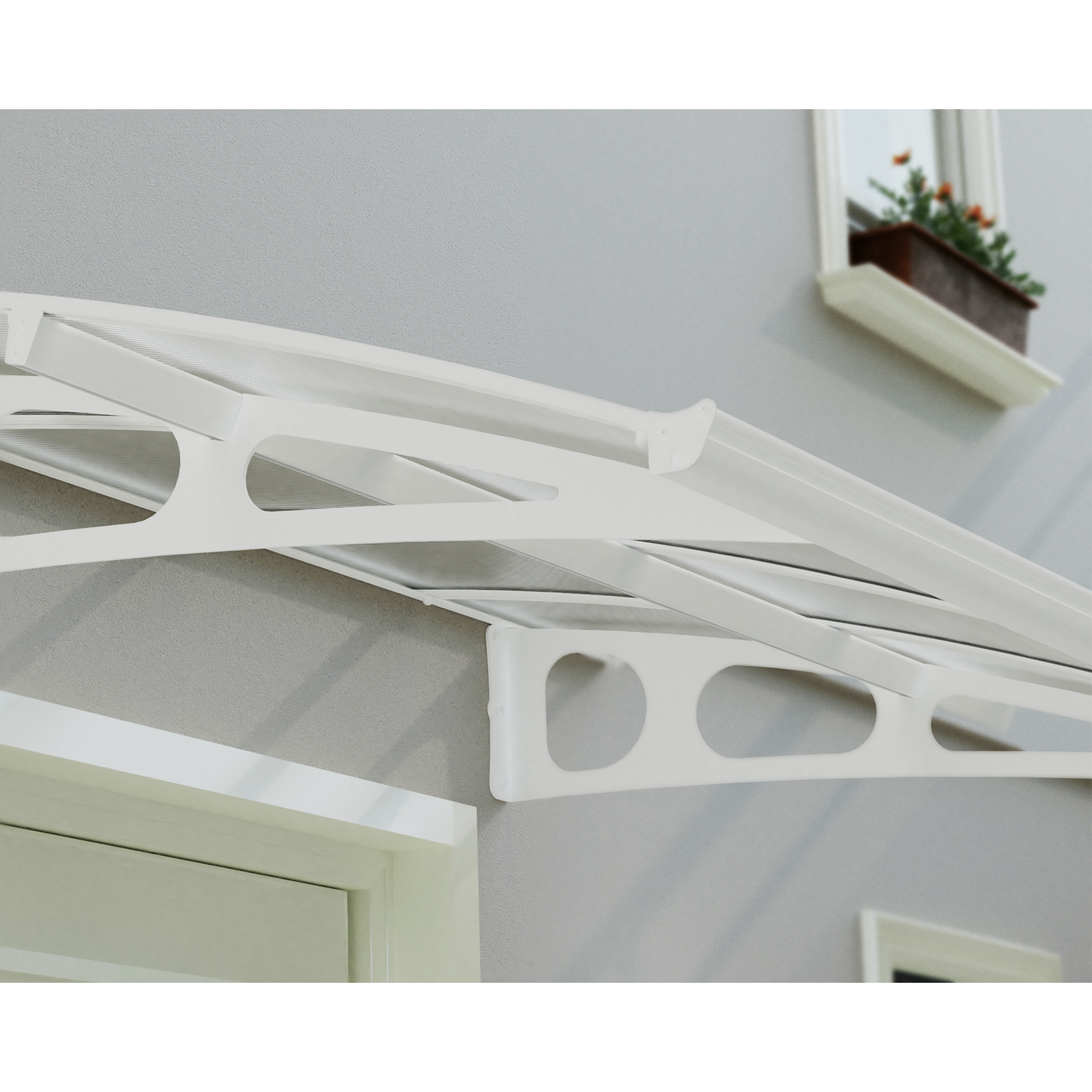 Vordach 'Bordeaux' weiß 139 x 892 cm Polycarbonat transparent