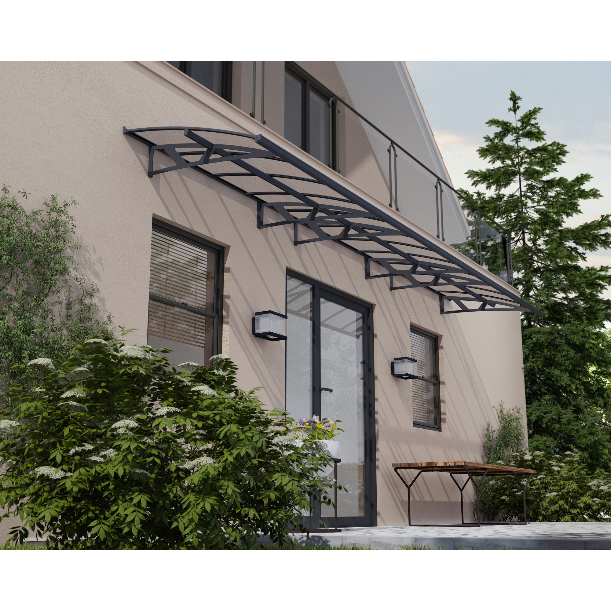 Vordach 'Amsterdam' dunkelgrau 139 x 670,5 cm Acrylglas klar