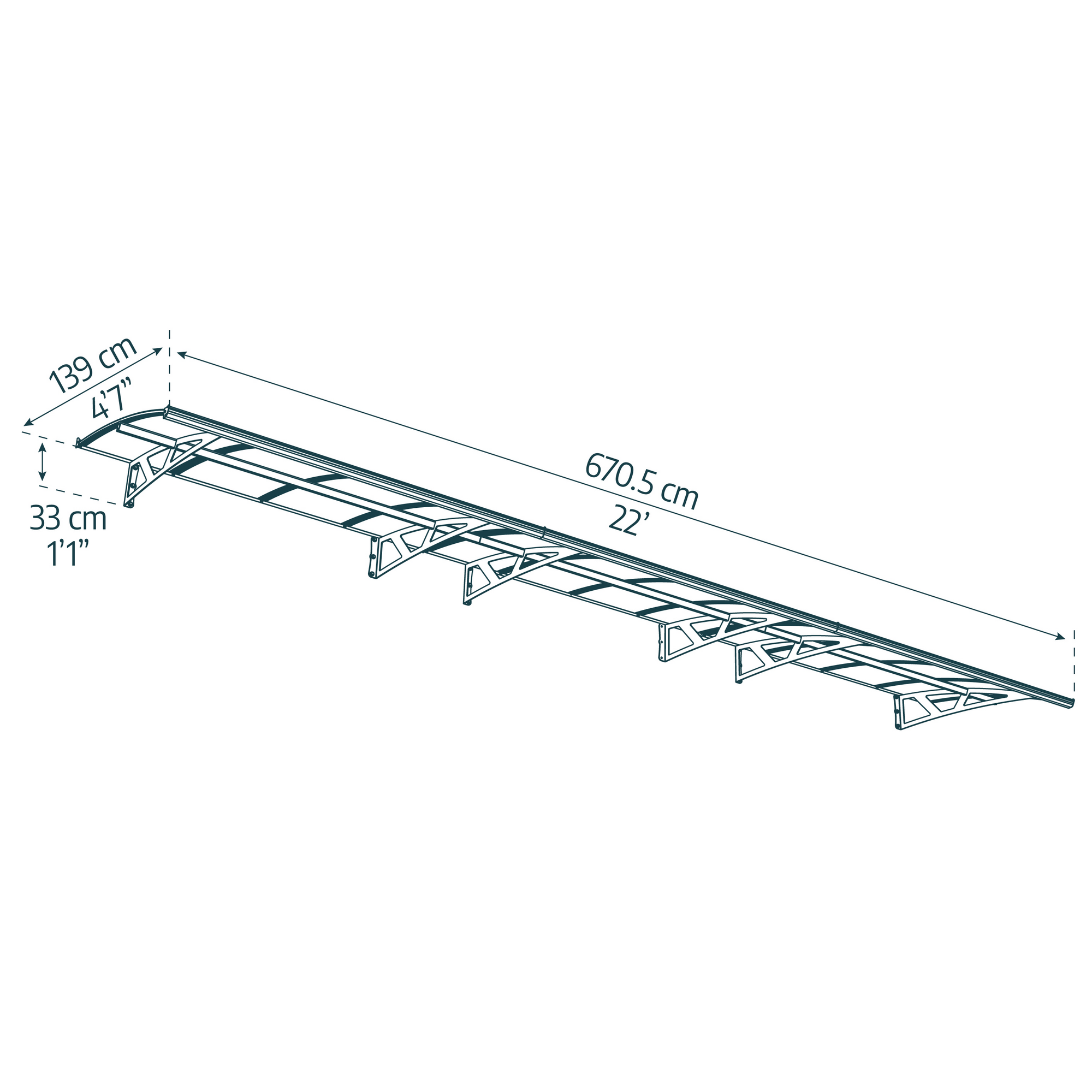 Vordach 'Amsterdam' dunkelgrau 139 x 670,5 cm Acrylglas klar
