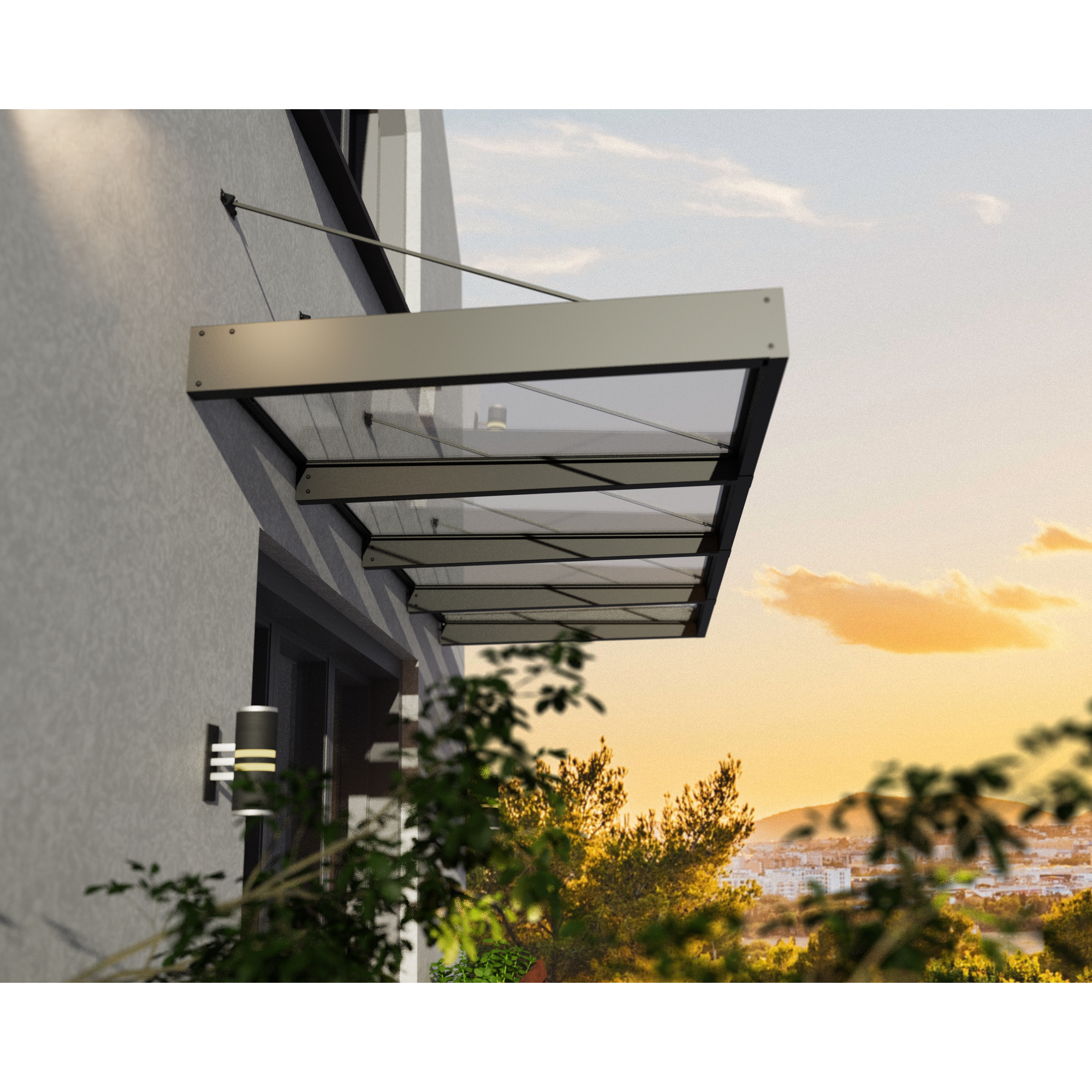 Vordach 'Sophia XL' anthrazit 140 x 378,7 cm Acrylglas klar