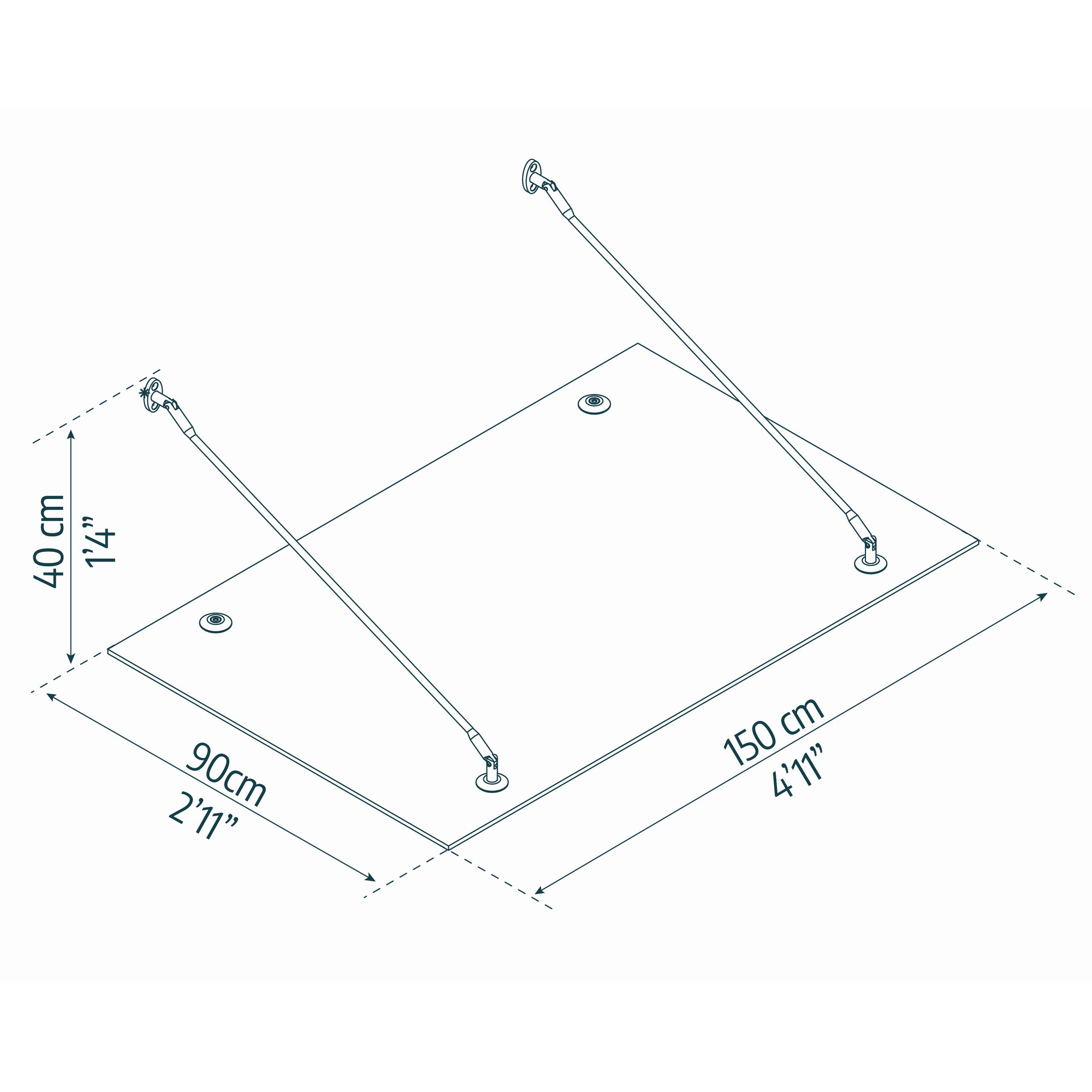 Vordach 'Taurus' silbern 90 x 150 cm Sicherheitsglas klar