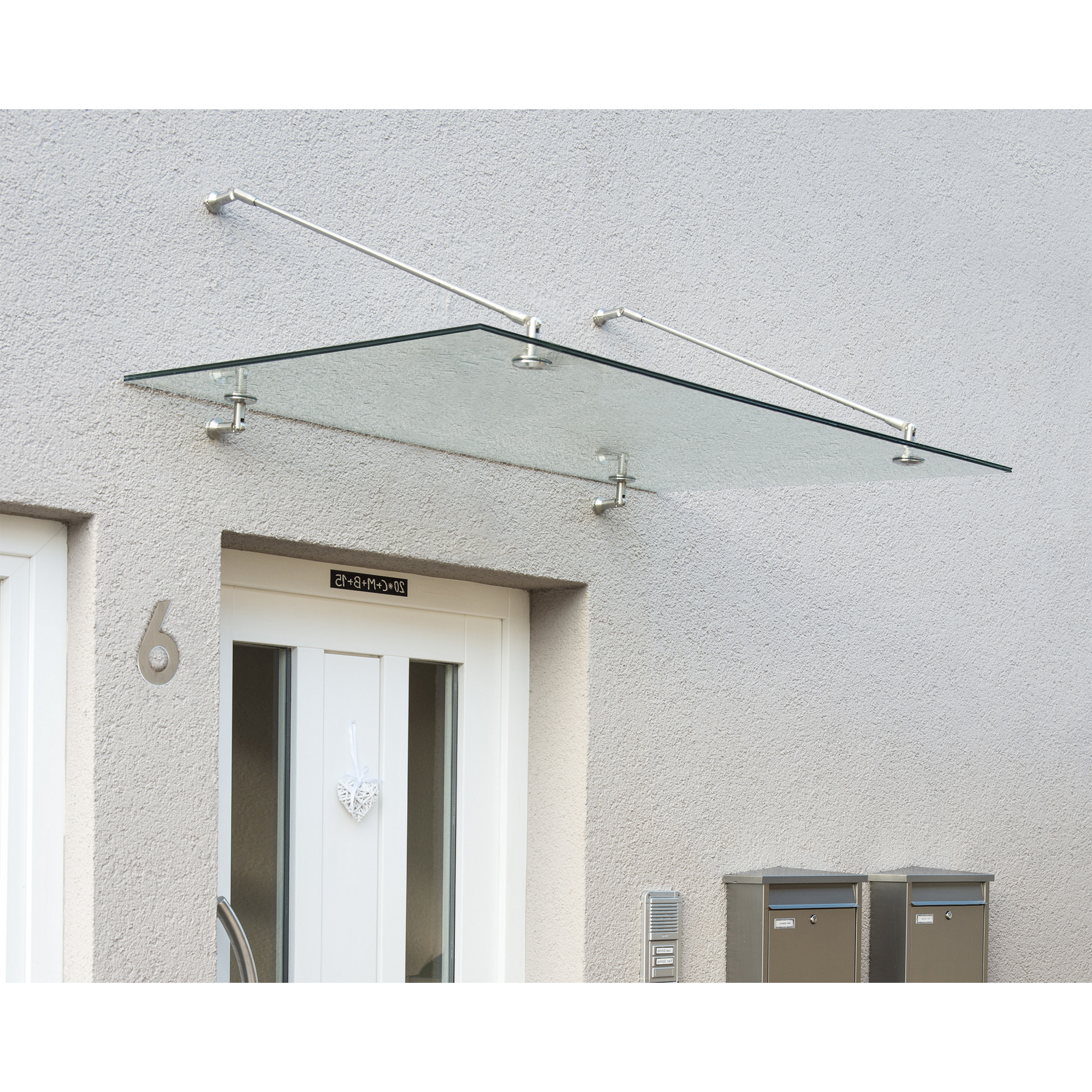 Vordach 'Taurus' silbern 90 x 140 cm Sicherheitsglas klar