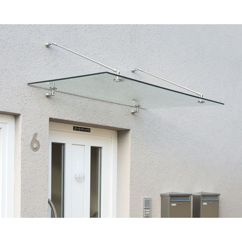 Vordach 'Taurus' silbern 90 x 140 cm Sicherheitsglas klar
