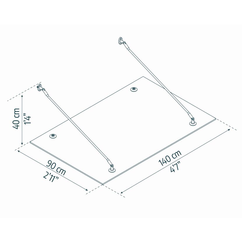 Vordach 'Taurus' silbern 90 x 140 cm Sicherheitsglas klar