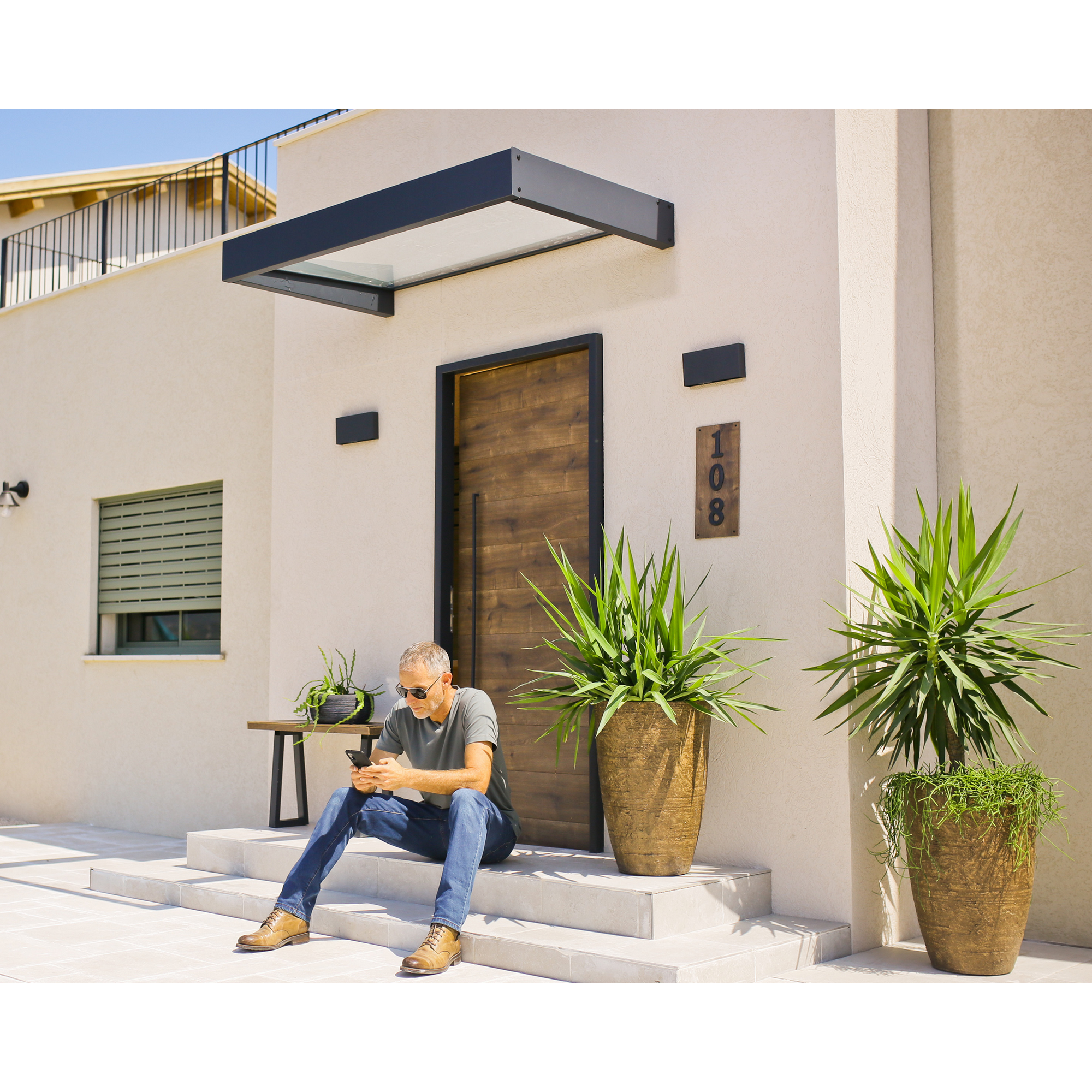 Vordach 'Sophia' anthrazit 95 x 160 cm Acrylglas klar