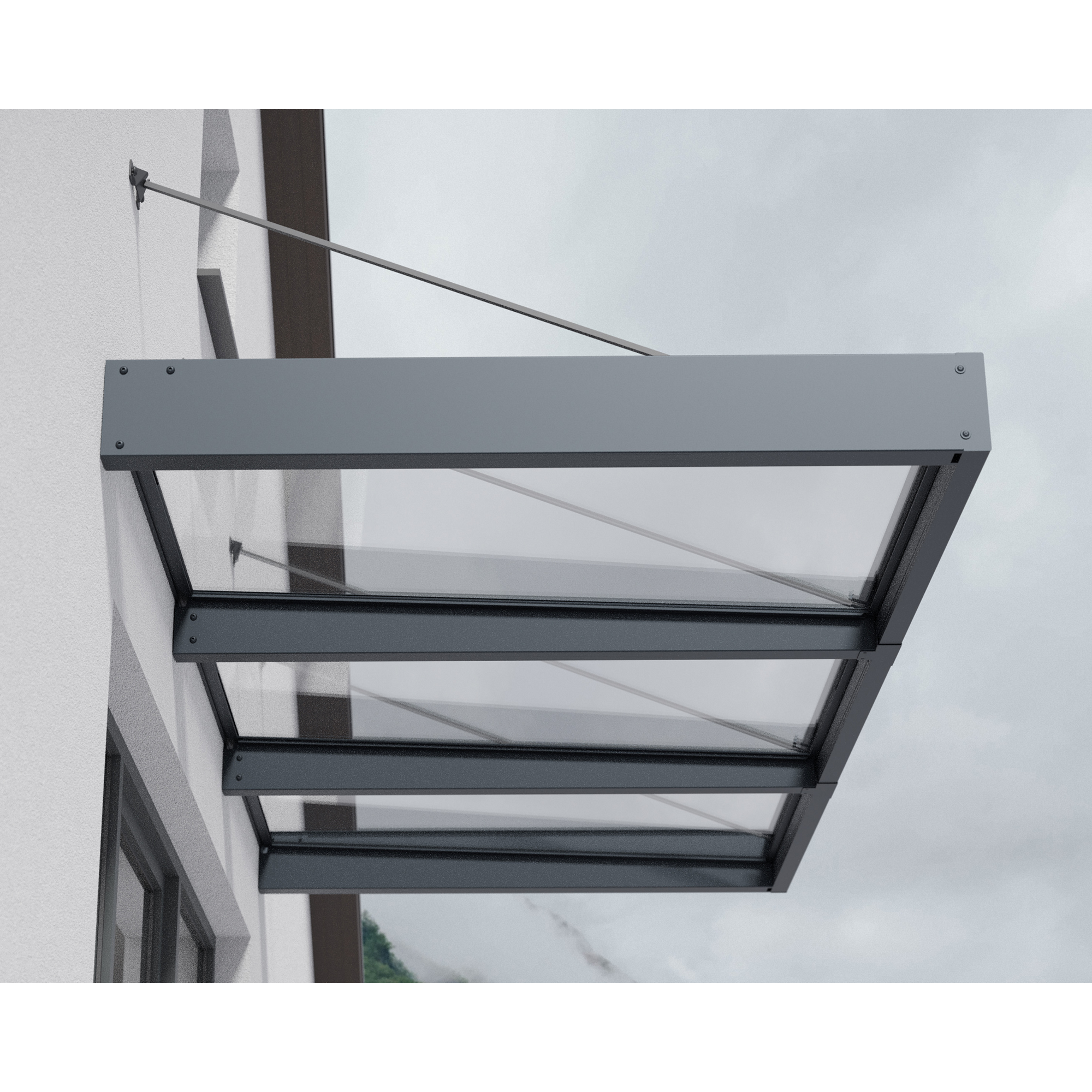 Vordach 'Sophia XL' anthrazit 140 x 285,5 cm Acrylglas klar