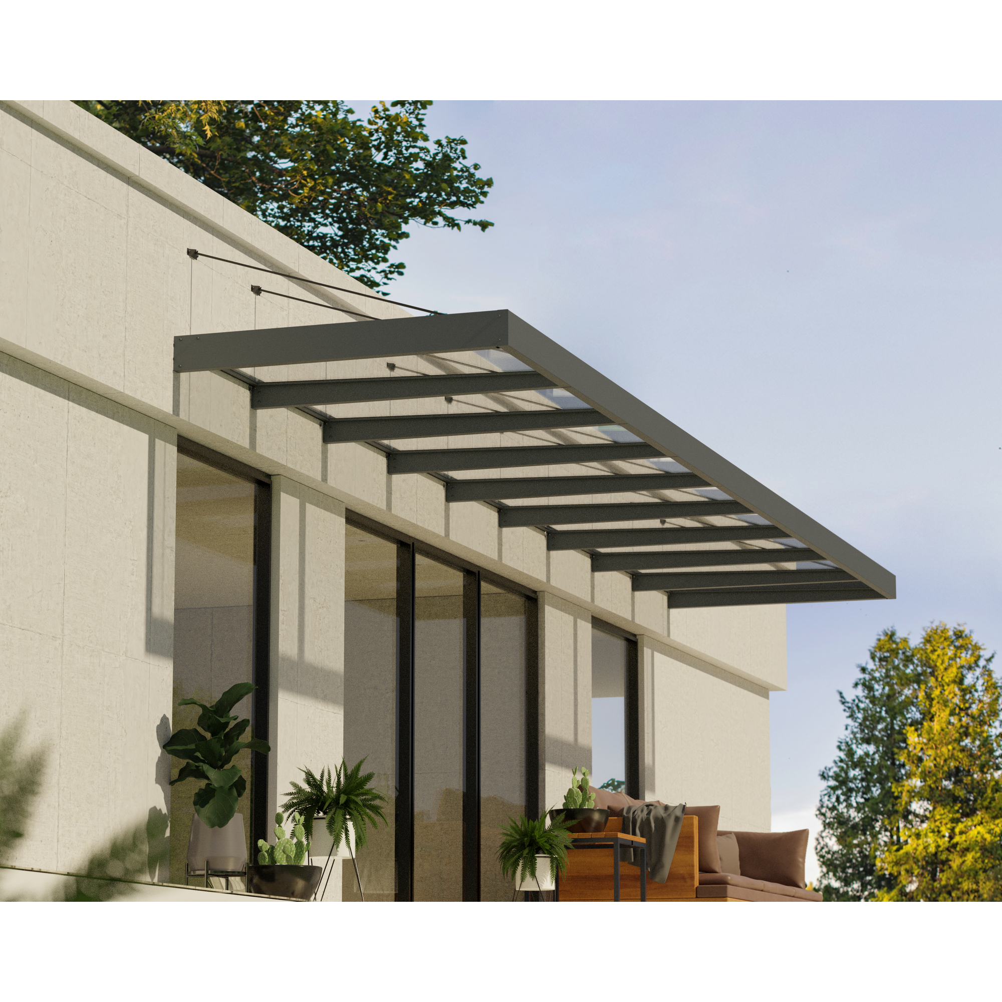 Vordach 'Sophia XL' anthrazit 140 x 845 cm Acrylglas klar