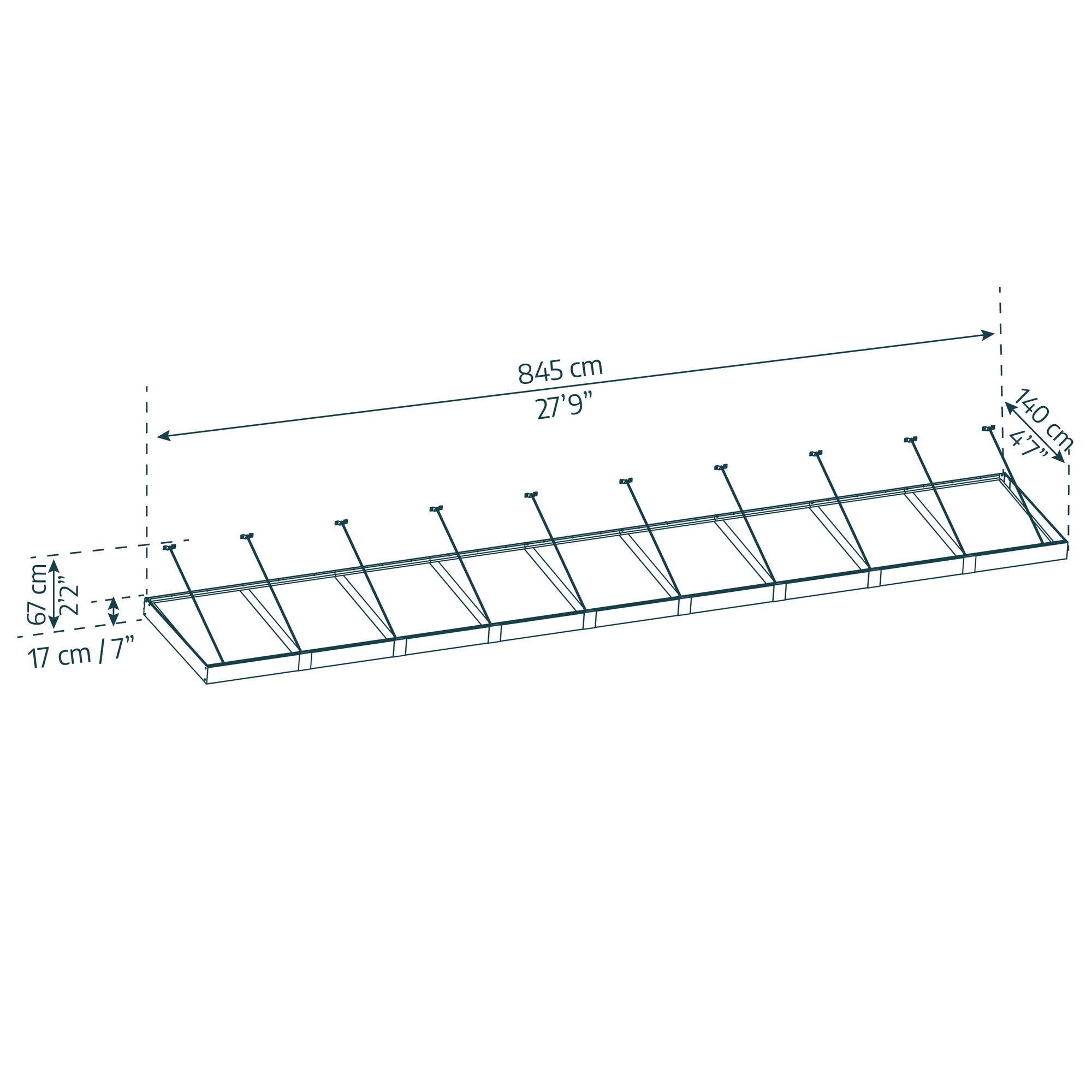 Vordach 'Sophia XL' anthrazit 140 x 845 cm Acrylglas klar