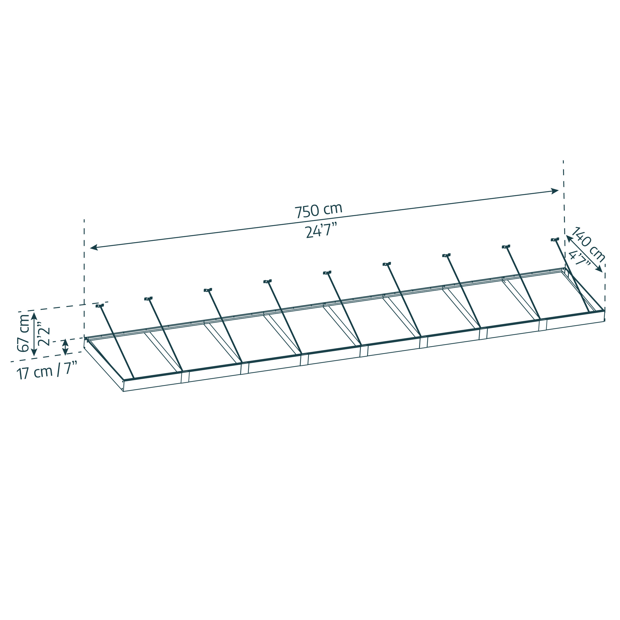 Vordach 'Sophia XL' anthrazit 140 x 750 cm Acrylglas klar