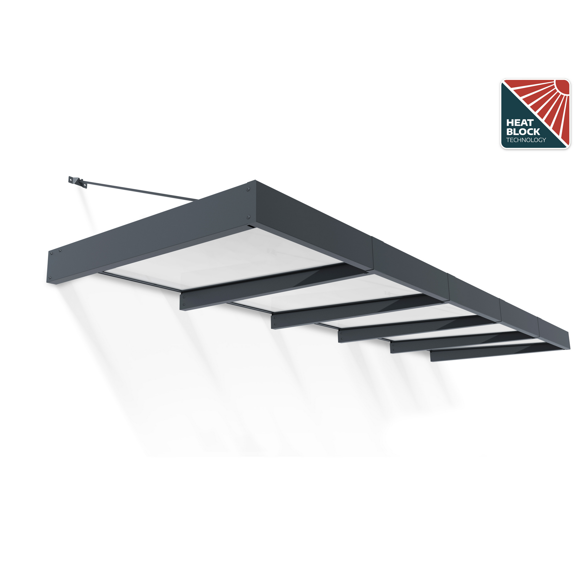 Vordach 'Sophia XL' anthrazit 140 x 471 cm Acrylglas opalweiß