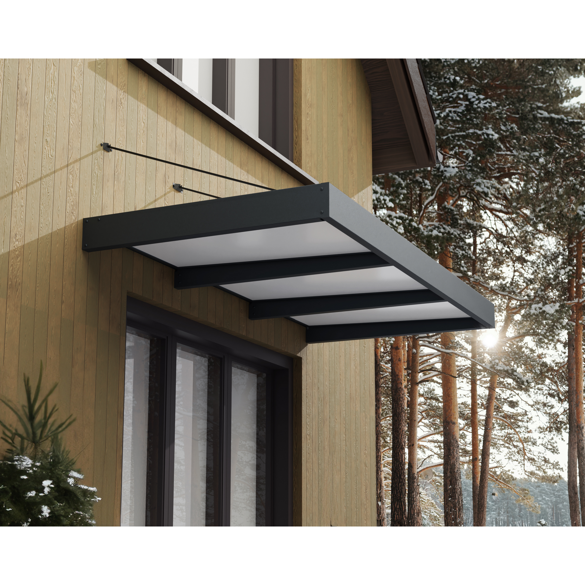 Vordach 'Sophia XL' anthrazit 140 x 285,5 cm Acrylglas opalweiß