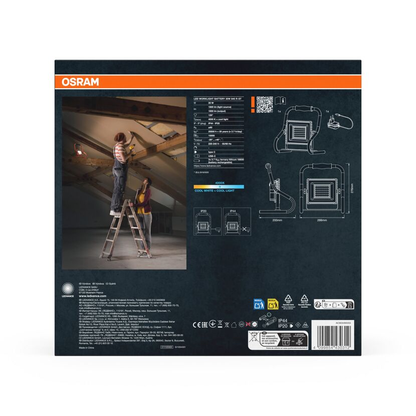 LED-Arbeitsleuchte 'Worklights Battery' 20 W 1600 lm Neutralweiß IP 44