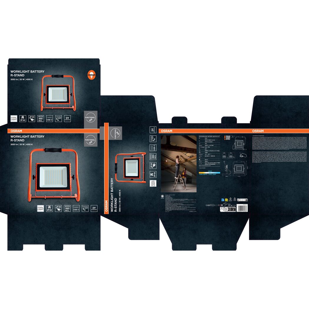 LED-Arbeitsleuchte 'Worklights Battery' 30 W 2400 lm Neutralweiß IP 44