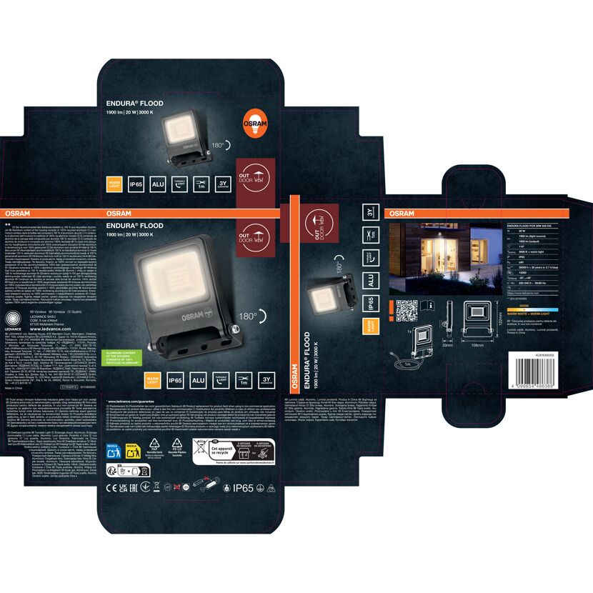 LED-Arbeitsleuchte 'Endura Flood PCR' 20 W 1800 lm Warmweiß IP 65