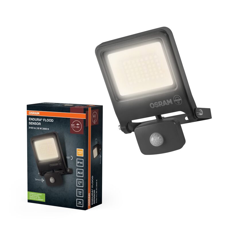 LED-Arbeitsleuchte 'Endura Flood Sensor PCR' 30 W 3000 lm Warmweiß IP 44
